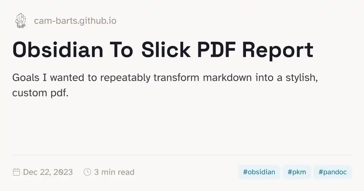 Obsidian To Slick PDF Report