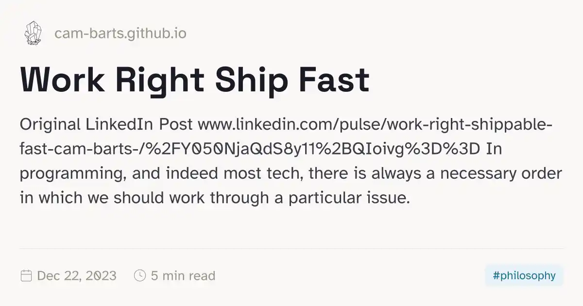 Work Right Ship Fast